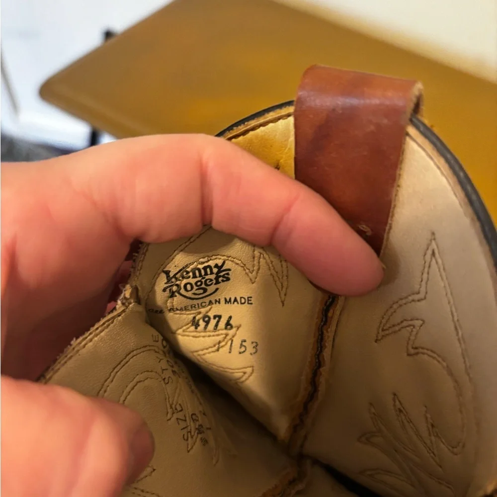 Kenny  Kids Brown Leather Western Boots 9 1/2D